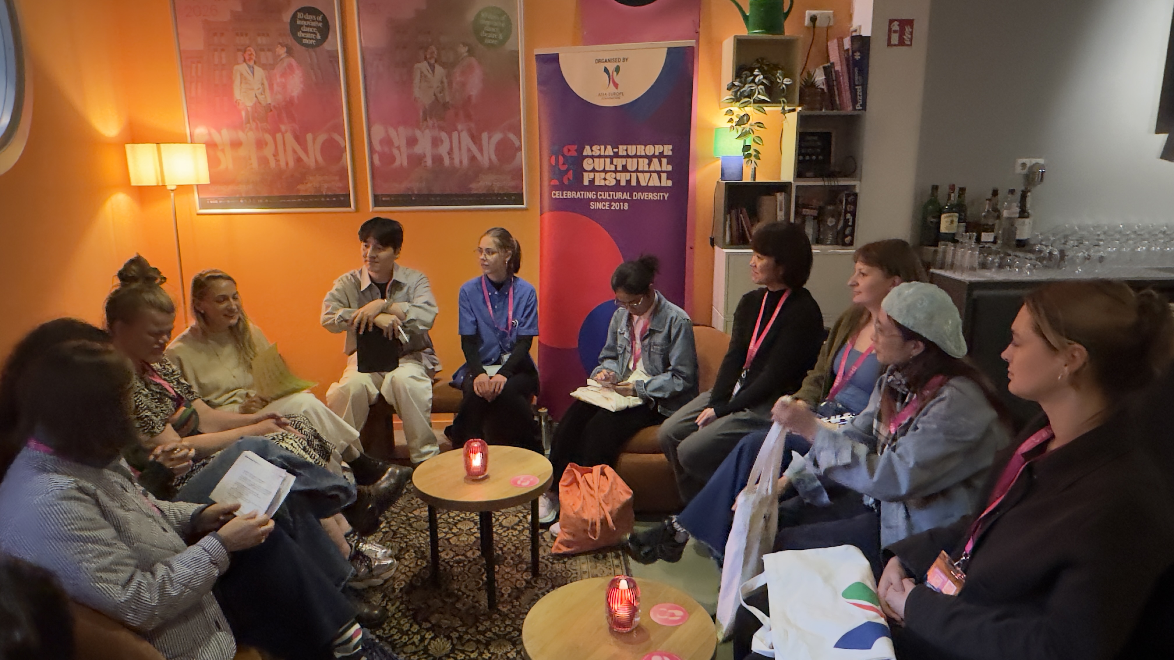 1. Participants gathered at Theater Kikker Café for the Opening Session of AECFest CAMP. Photo © ASEF Culture.