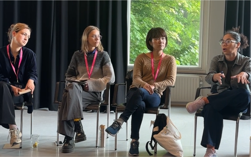 2. Participants (from left to right) Lara van Lookeren (Netherlands), Una Valaine (Latvia), Nagara Wada (Japan) and Yoi Jariyapun (Thailand) attending SPRING Academy Opening Session for 'Posthumanist Perspectives: Beyond the Human Body. Photo © ASEF Culture.